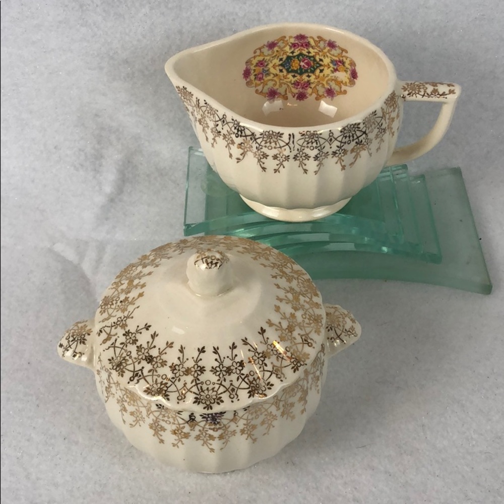 22K Gold! Limoges by American gold ivory cream and sugar set.